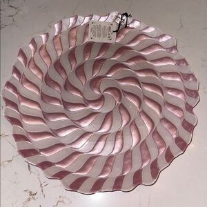 NWT Akcam pink decorative dish pink peppermint plate dish Christmas baby shower